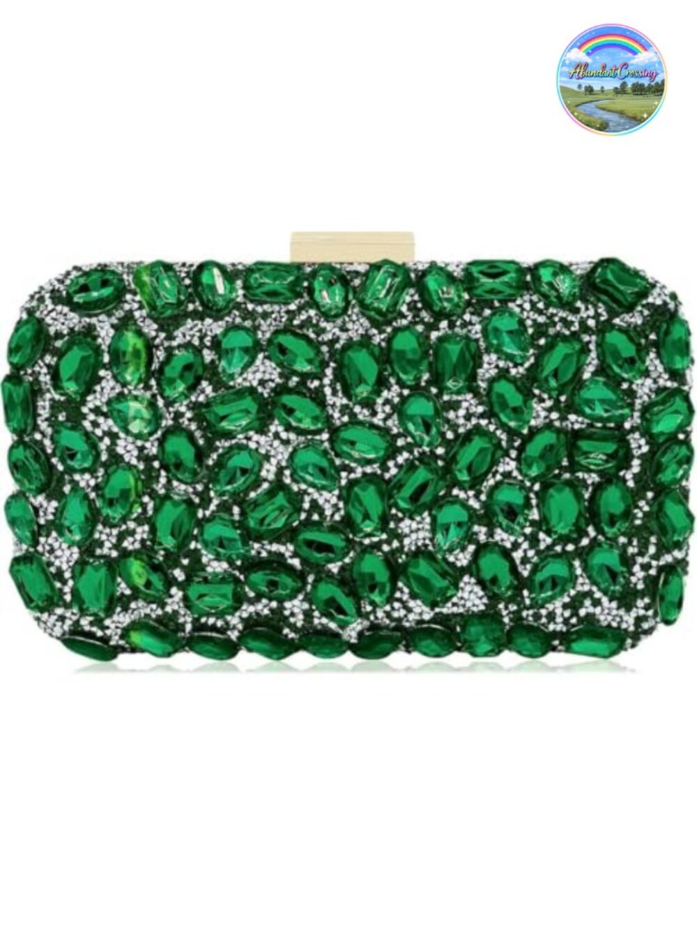 Satin Evening Clutch Crystal Gemstone Clasp Removable Gold Chain Strap